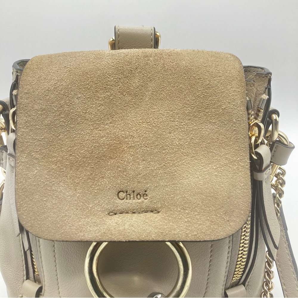 Chloé Grey Leather & Suede Mini Faye Backpack - Picture 3 of 16